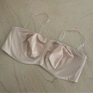 Cacique Unlined Multi-Way Strapless Bra Nude Tan 42DDD Underwire Clear Straps